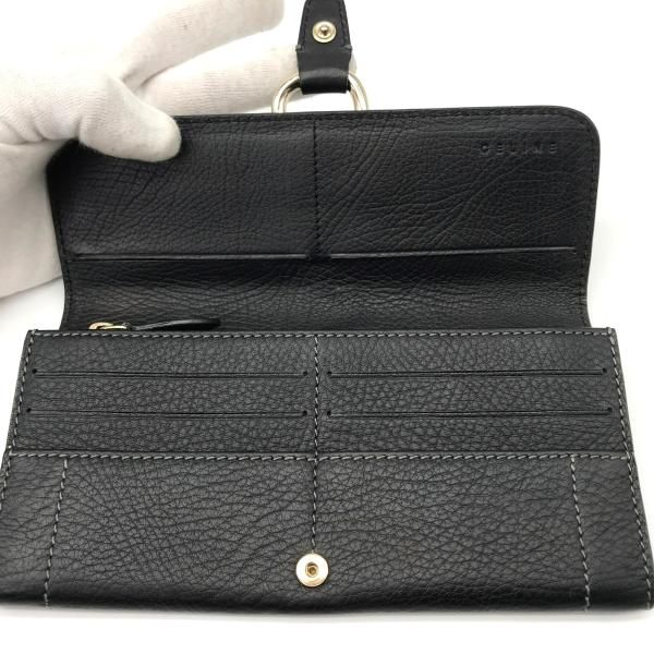 超美品 CELINE セリーヌ ブラゾン 金具 レザー二つ折り 長財布 ｍ4047 CELINE セリーヌ ブラゾン 金具 レザー二つ折り 長財布 超美品 M4047