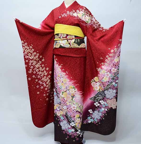 正絹振り袖セット❇ 人気の赤 全体に細かいラメ うまう