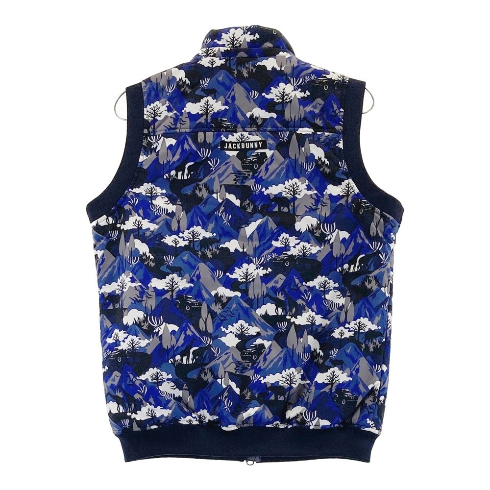 サイズ 2 JACK BUNNY ジャックバニー 中綿ベスト 総柄 ネイビー系 240101517431 ゴルフウェア レディース ストスト