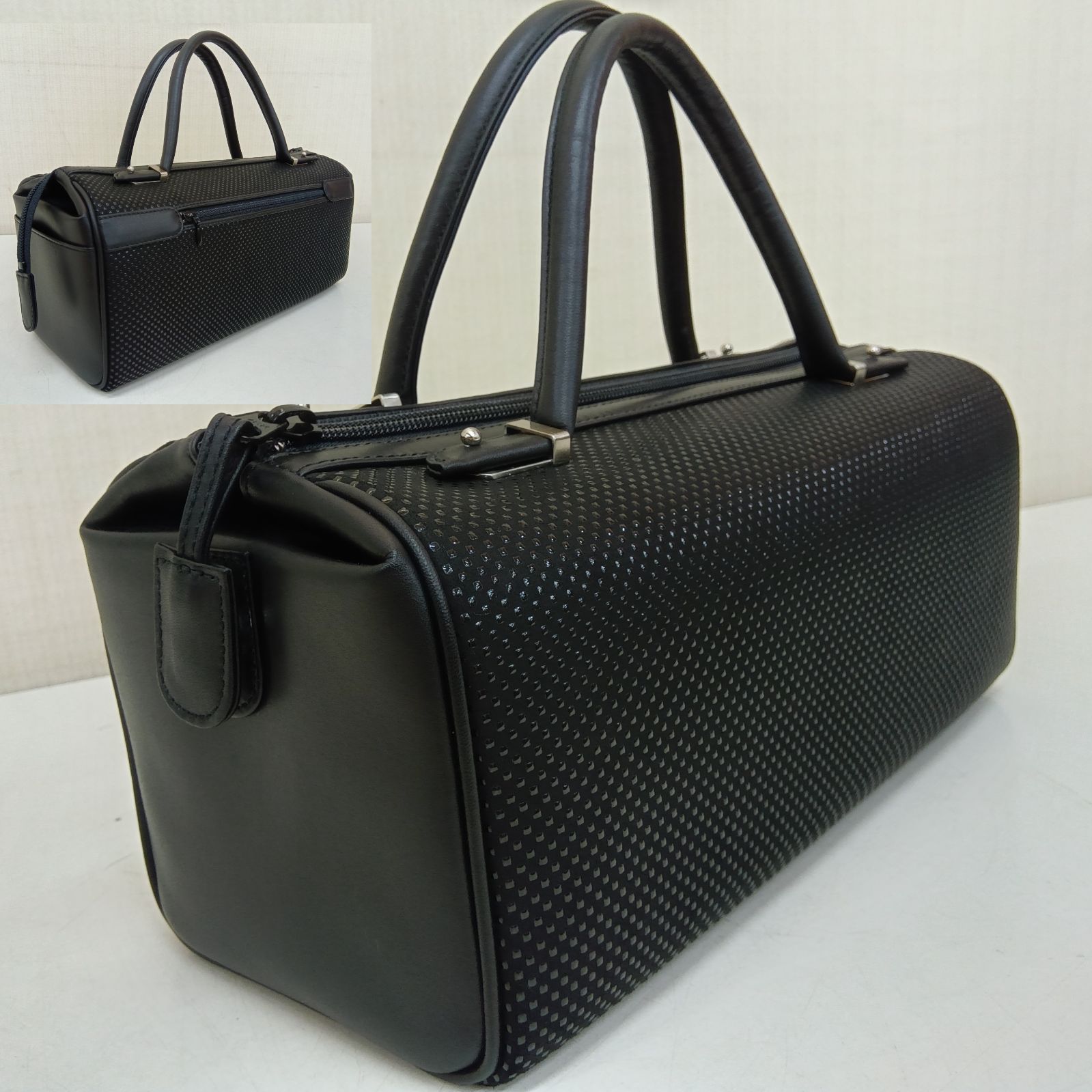 め*み様 印傳屋✨️INDENYA　ボストンバッグ アラベスクキナート　クロシェ 未使用品 高さ13cm×横29.5cm×12.5cm🔷 印傳屋 ＊ INDENYA 鹿革