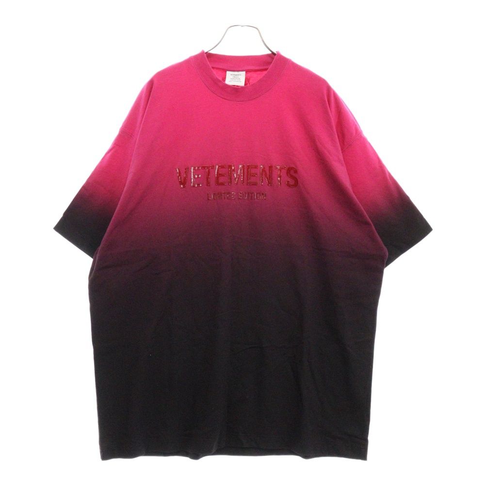 VETEMENTS (ヴェトモン) 23AW Gradation Logo Limited Edition T-Shirt グラデーションロゴ リミテッドエディション 半袖Tシャツ UE54TR160H ピンク