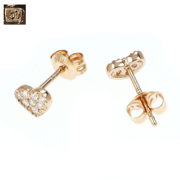 ポンテヴェキオ K18PG ダイヤモンド ピアス 0.14ct ハート