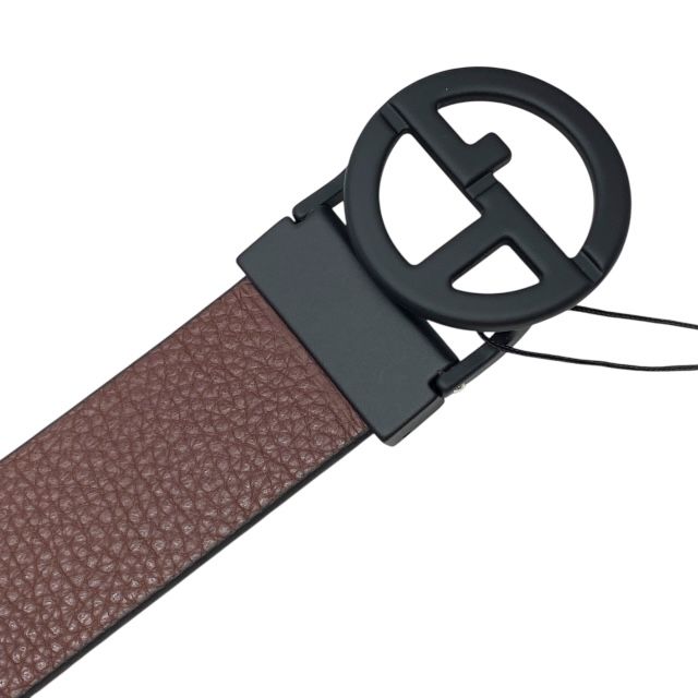 ジョルジオアルマーニ Y2S427 ベルト ロゴ バックル マットメタル金具 レザー ブラウン ブラック GIORGIO ARMANI メンズ 感