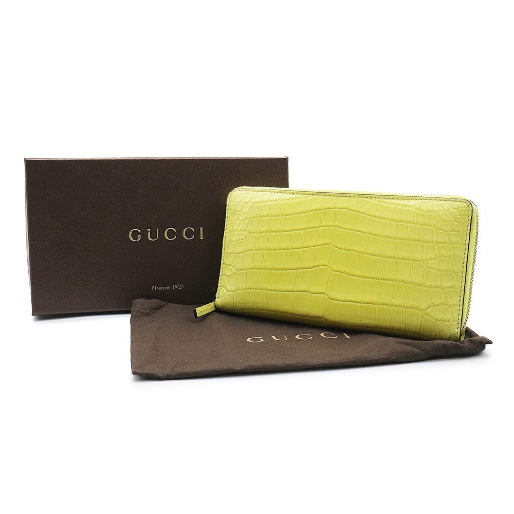 グッチ ラウンドファスナー ジップ 長財布 クロコダイル