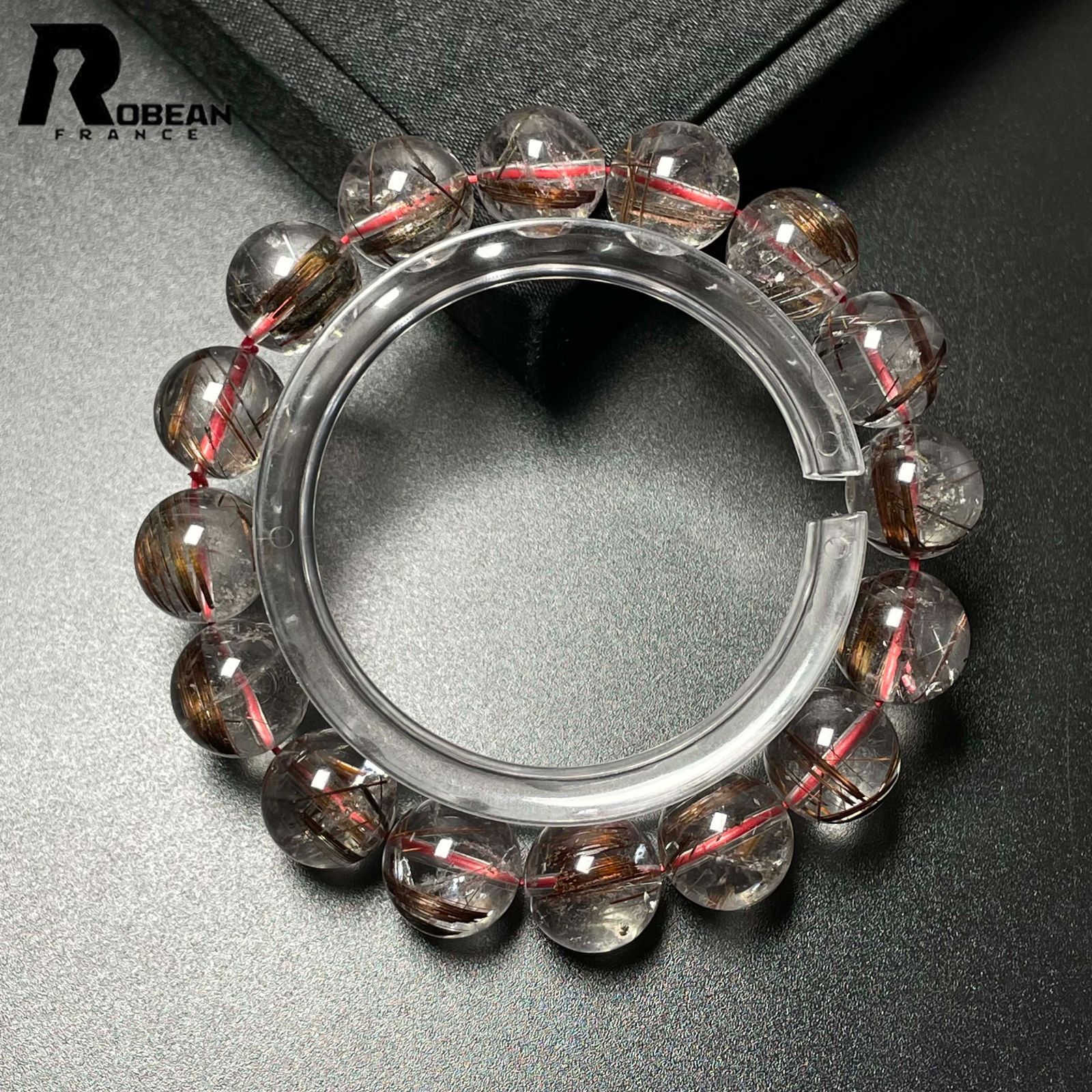 レア EU製 定価6万円ROBEAN・ブラウンルチルクォーツブレスレット パワーストーン 天然石 綺麗 金運 お守り ギフト プレゼント 12.3-12.8mm M0108969