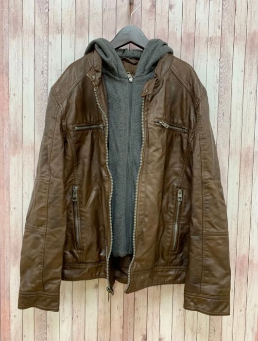 GUESS ゲス ブラウン 茶 ジャンパー アウター XXL 極美品】GUESS 本革