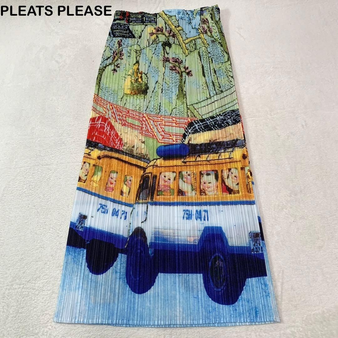 PLEATS PLEASE 中国柄 バス 子供 ロングスカート