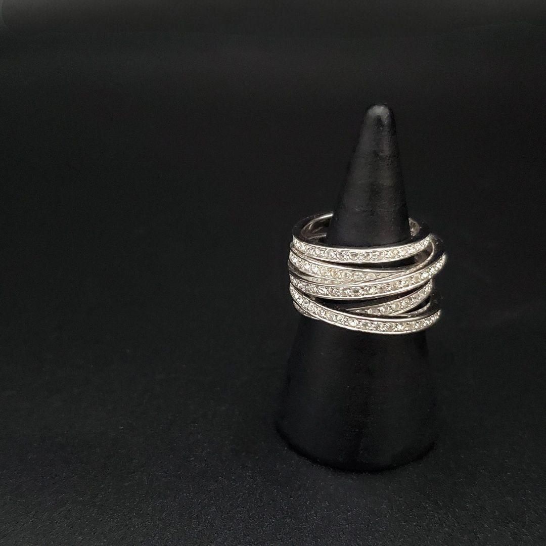 Swarovski スワロフスキー リング 指輪 パヴェ スパイラル クロッシング ハーフ 5連 ラインストーン クリスタル