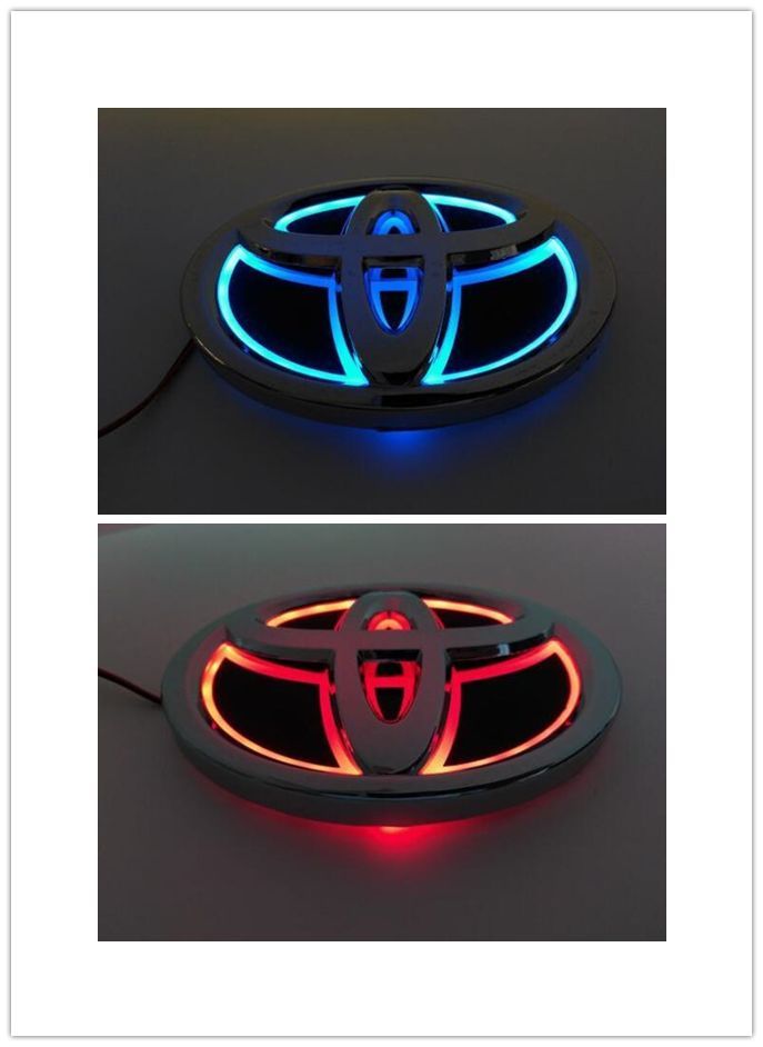 トヨタ Toyota 5D LEDエンブレム 交換式 140ｍｍ×103ｍｍ ブルー/ホワイト/レッド 3色選択