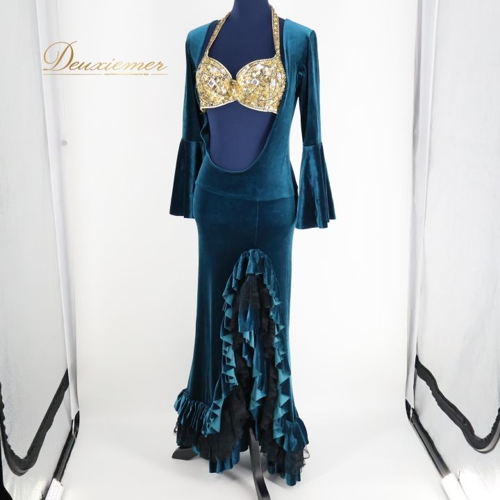 ベリーダンス 衣装 バラディドレス ワンピース ドレス ブルー系