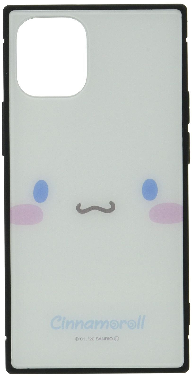 【人気商品】mini(5.4インチ)対応 iPhone12 スクエアガラスケース サンリオキャラクターズ シナモロール SANG-71CN グルマンディーズ ホワイト、スカイブルー