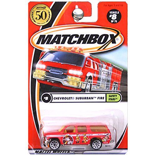 【】Matchbox 2002-8 Safety Stars Chevrolet Suburban Fire RED 1:64 Scale