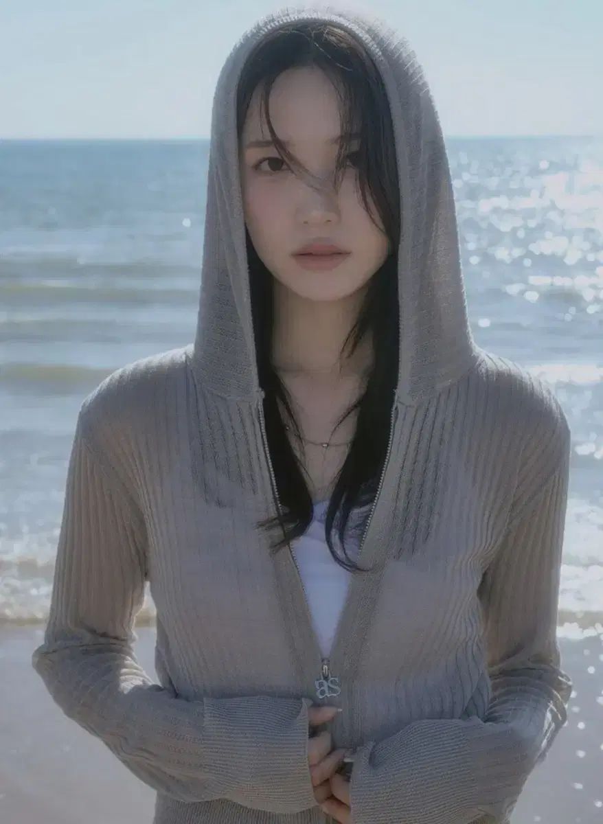 ason アズオン NADIA SUMMER KNIT ZIP ー UP カーキグレー