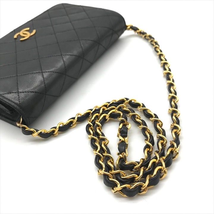 良品 CHANEL シャネル ココマーク プッシュロック ミニマトラッセ ラムスキン チェーン ショルダー バッグ ブラック レディース a8716 CHANEL - 良品 CHANEL シャネル ココマーク プッシュロック ミニ
