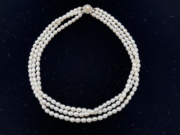 淡水パール ３連チョーカー ネックレス