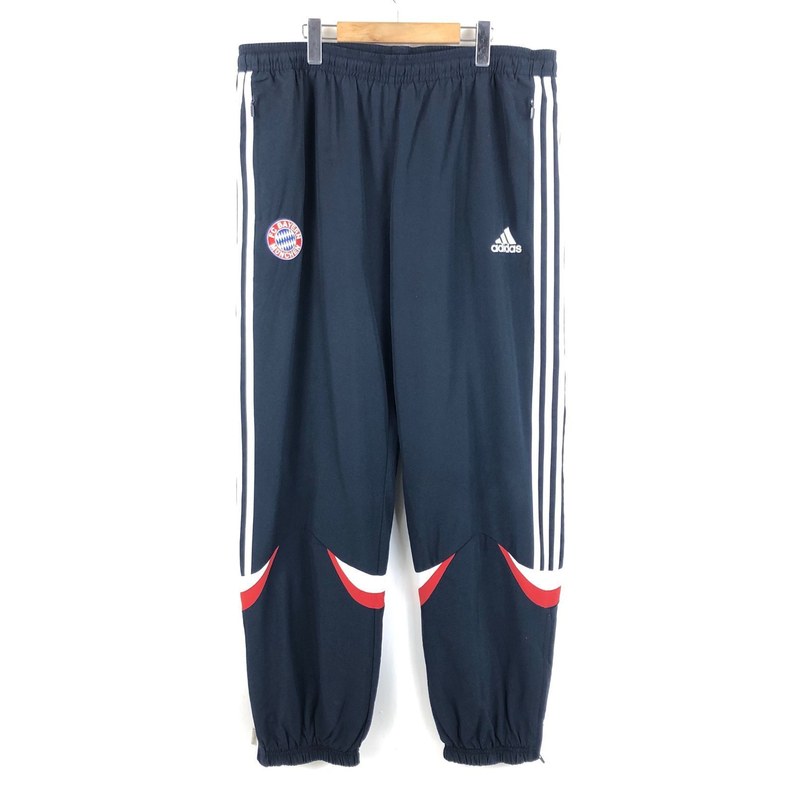 adidas アディダス ナイロンパンツ FCバイエルン ミュンヘン トラックパンツ サイドライン ネイビー系 メンズXL 古着 n051774