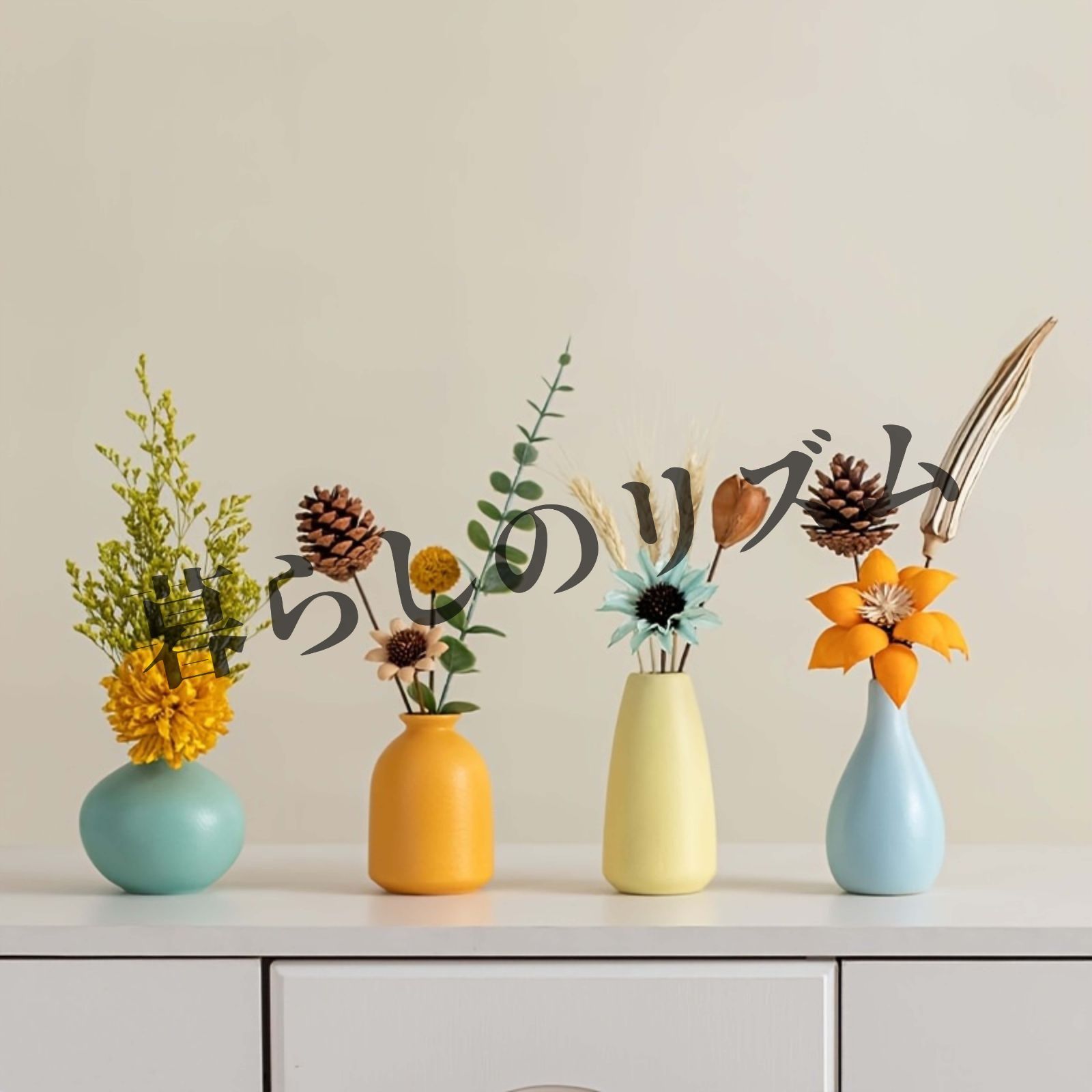 フラワーベース 4つセット 花器&ドライフラワーのセット 花器 花瓶 