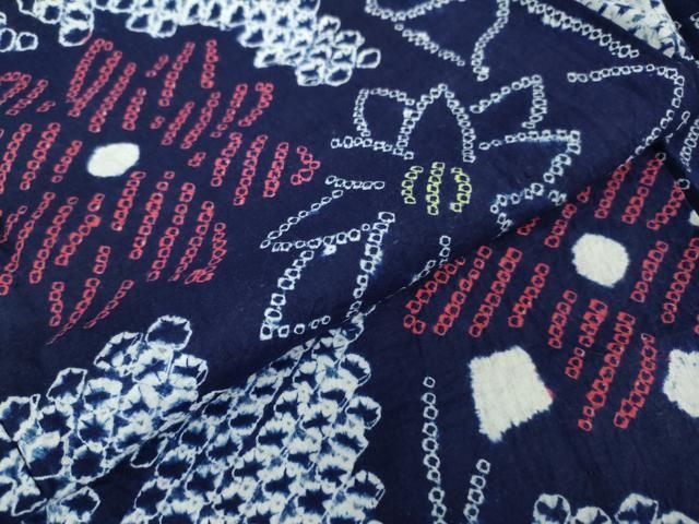 平和屋本店□極上 夏物 浴衣 有松鳴海絞り 舞花文 綿 逸品 未使用  