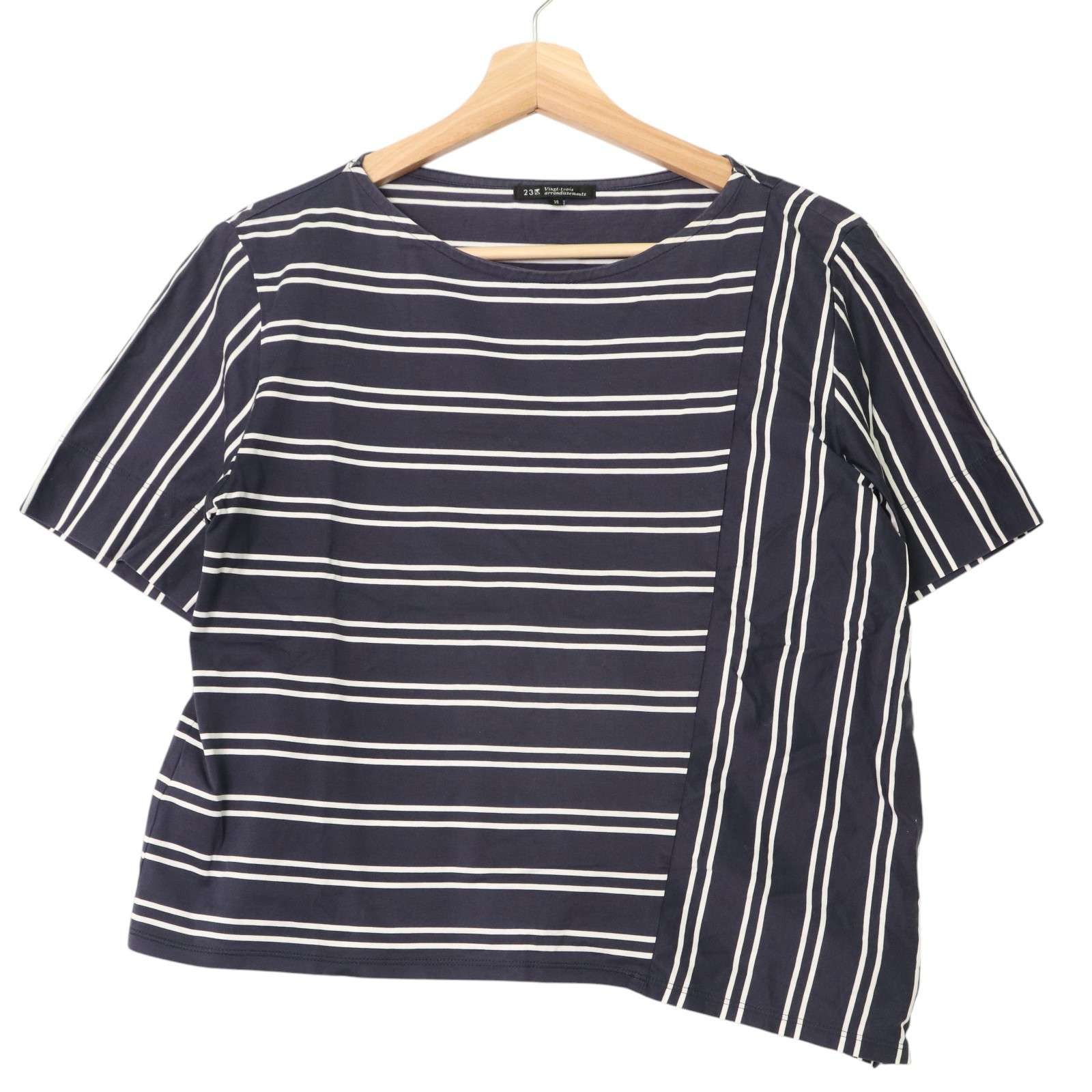 美品　STUDIO PICONE ストライプシャツ切替カットソー　サイズ38 美品 STUDIO PICONE ストライプシャツ切替カットソー サイズ38