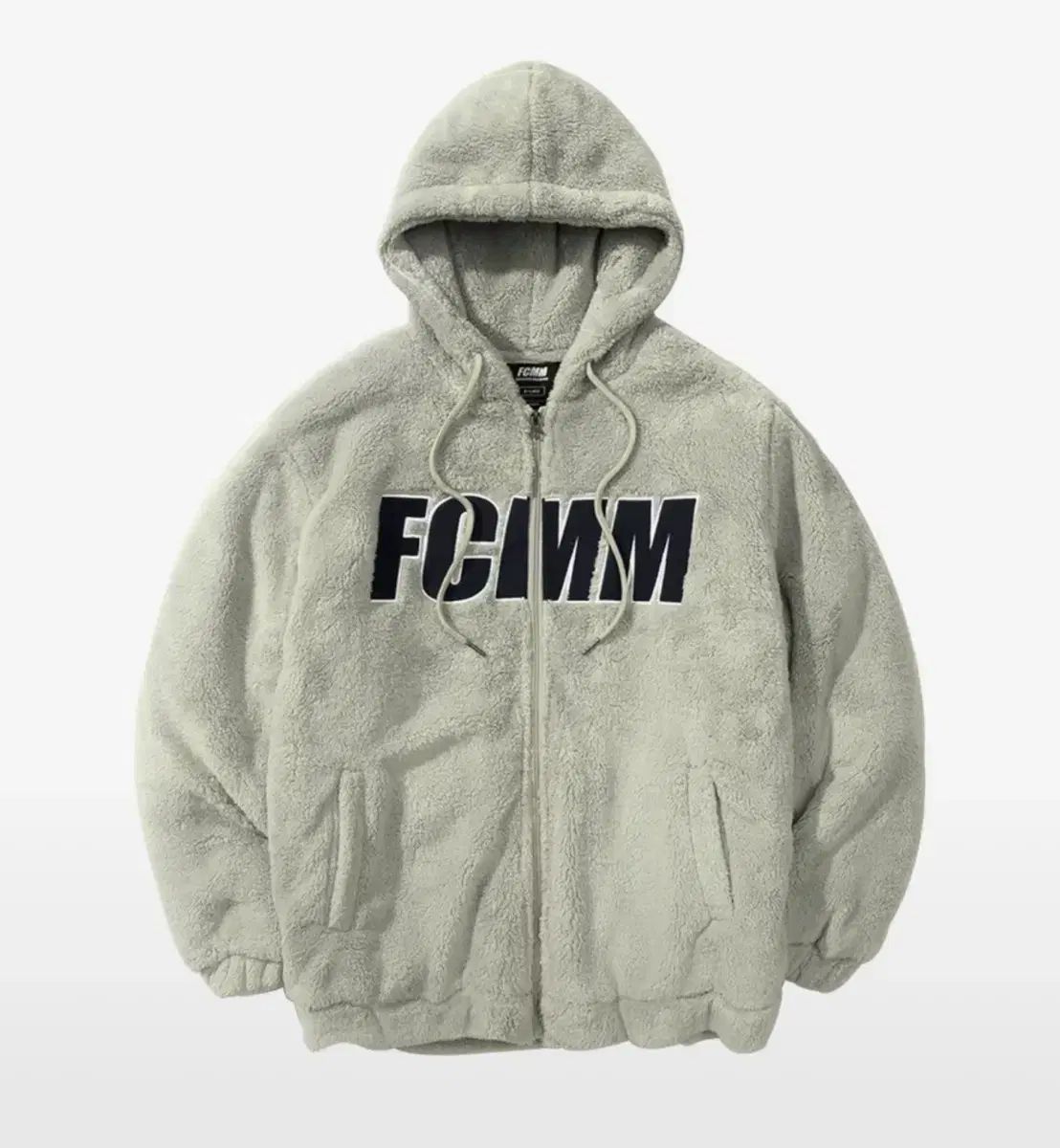 10 9 ベイ/ 1 決済 FCMM ビッグロゴ ボア フリース ブルゾン ／ グレー M