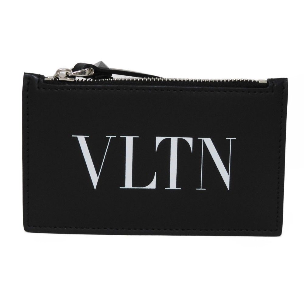 VALENTINO ヴァレンティノ VLTN ロゴ コインパース ハンドルストラップ スムース ホワイト カードケース カードホルダー RFID ICチップ ワンスタッズ ブラック コインケース 3Y2P0540LVN