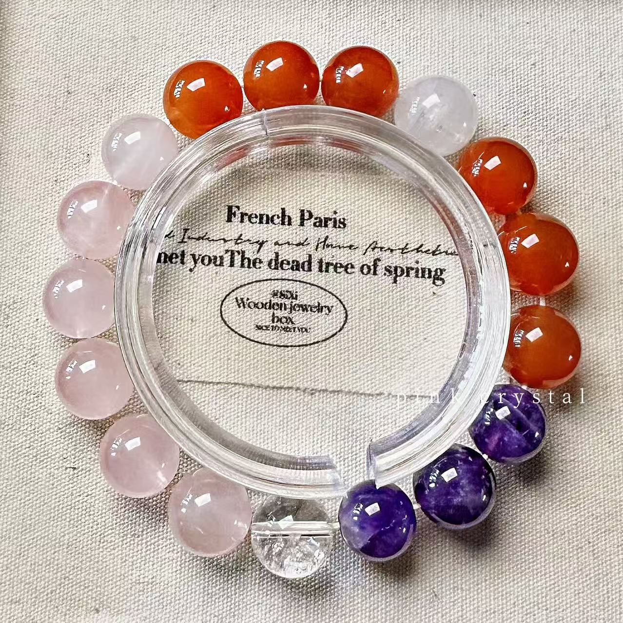 Aurora Harmony 天然石ブレスレット｜紅メノウ×ローズクォーツ×アメジスト｜愛 癒し エネルギーバランス