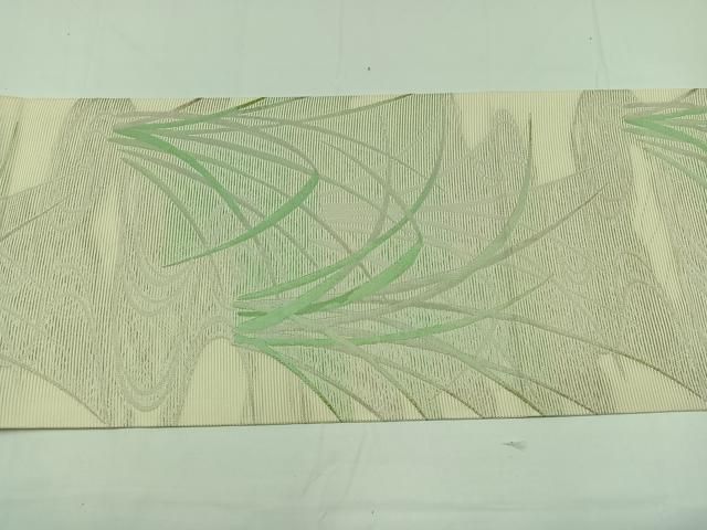 平和屋着物＊夏物 九寸開き名古屋帯 流水草葉文 銀糸 正絹 逸品
