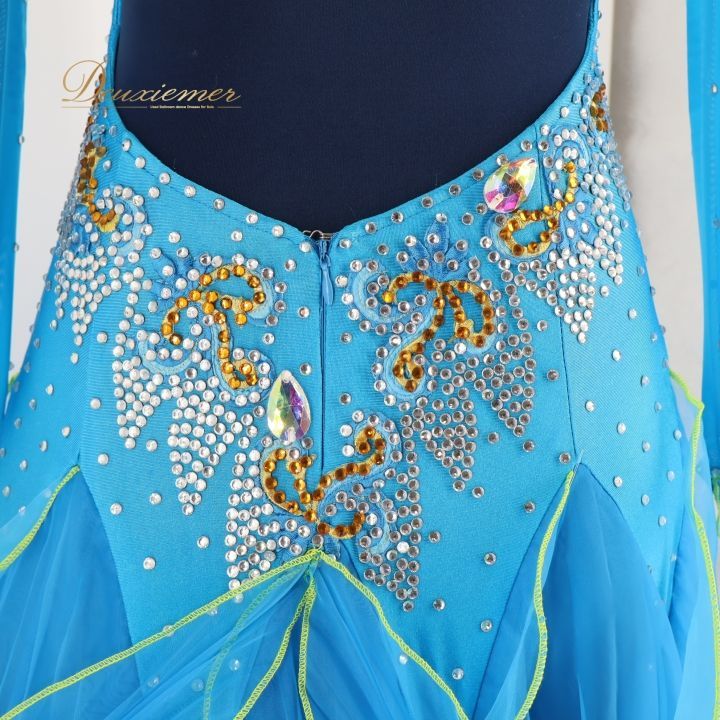 新品 社交ダンス トップス 紺 ネイビー ラテン パーティ レッスン 2826