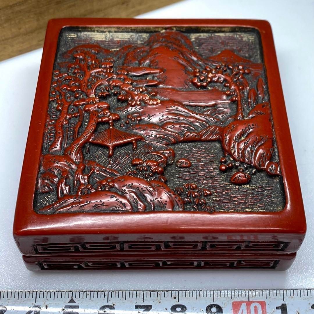 堆朱 香合 共箱 幅7.5㎝ タサチ 東な7-0111