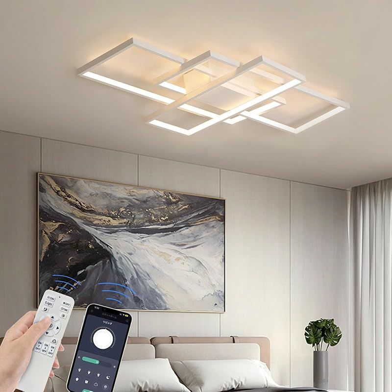 LED シーリングライト 16畳 APP遠隔制御 無段階調光調色 リモコン付き 北欧 おしゃれ インテリア ライト リビング 天井 照明器具 間接照明 和室 居間 日本語説明書付 BKBEINGKING 北欧風 BK-HT59 ホワイト 105*60cm 1