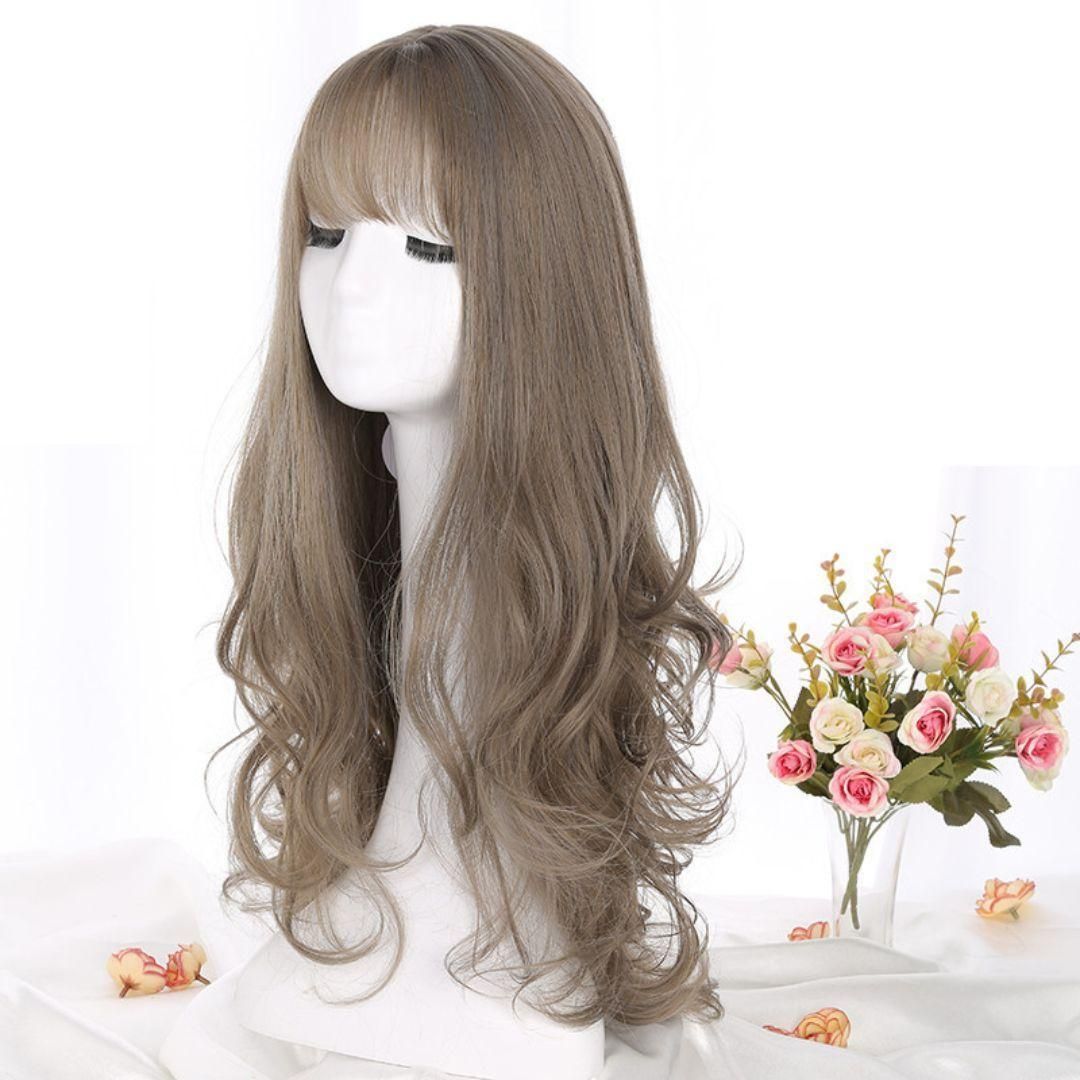 ロングウィッグ WIG 暖色 レディース ネット wig 小顔 イメチェン 韓国