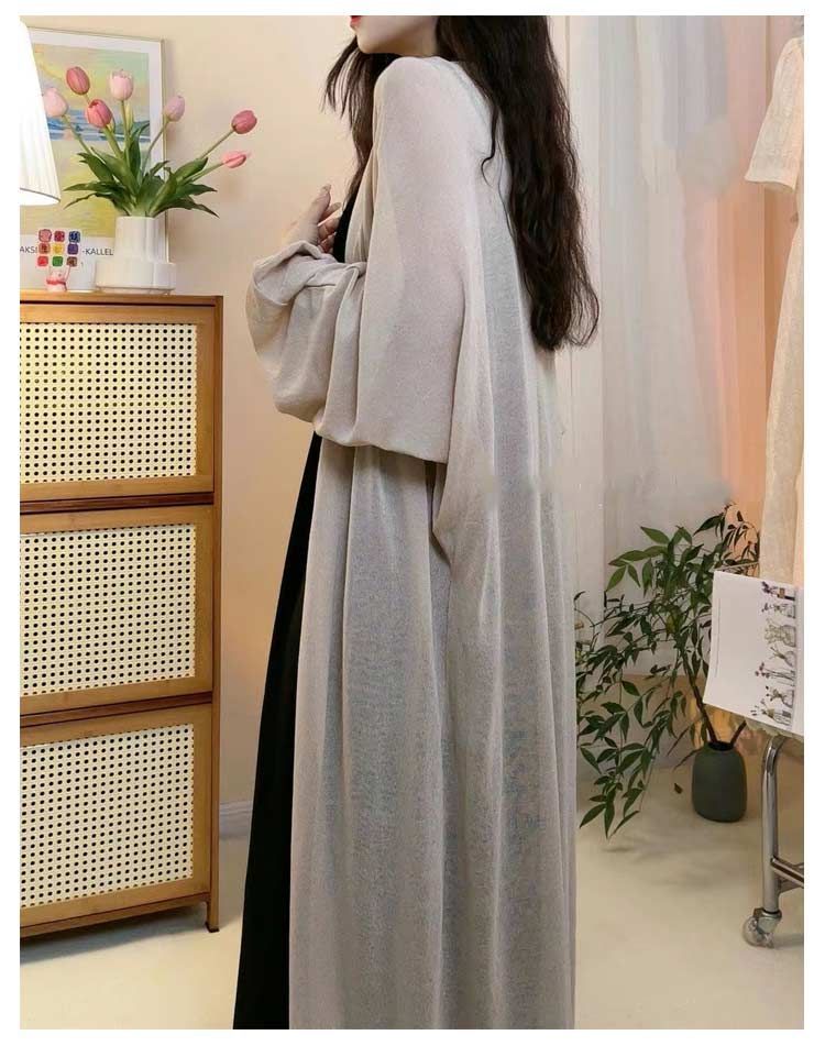 カーディガン 夏 ロング丈 メッシュ 透かし編み ニット