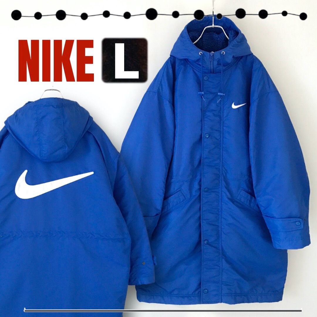 NIKE ナイキ☆00s ナイロンベンチコート/ハーフ丈☆裏地ボア NIKE ナイキ☆00s ナイロンベンチコート/ハーフ丈☆裏地ボア