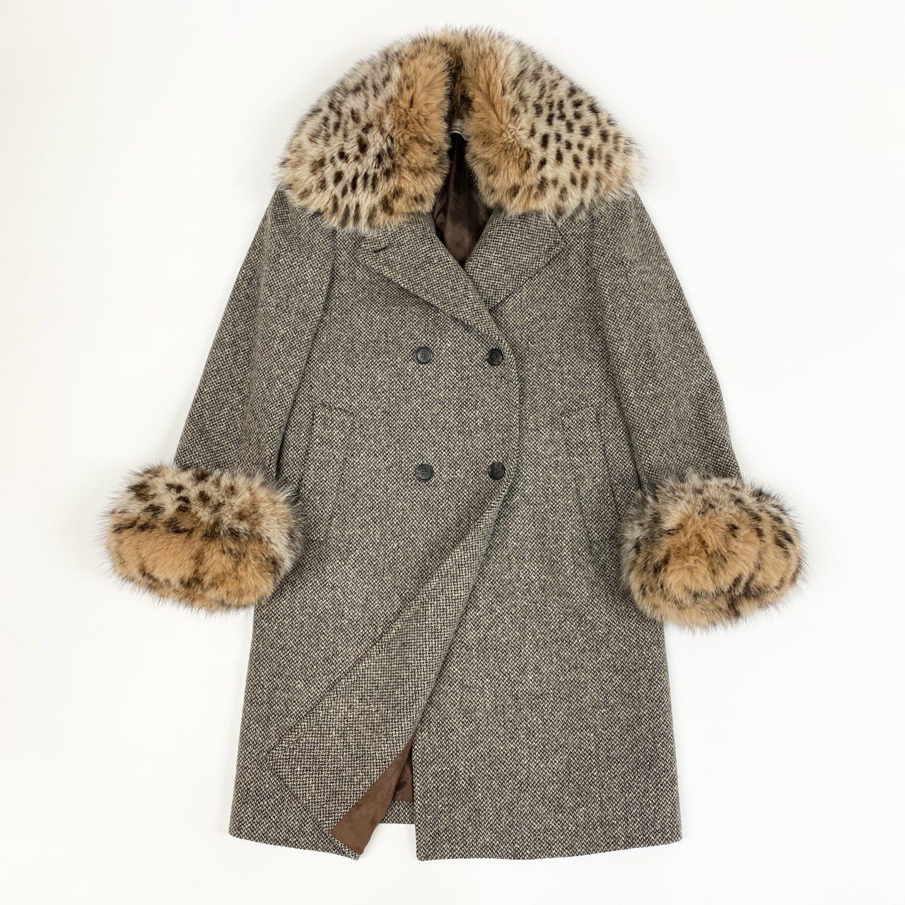 14j3 Blumarine ANNA MOLINARI ブルマリン アンナモナーリ ツイードコート ファー アウター 40サイズ マルチカラー レディースo07t