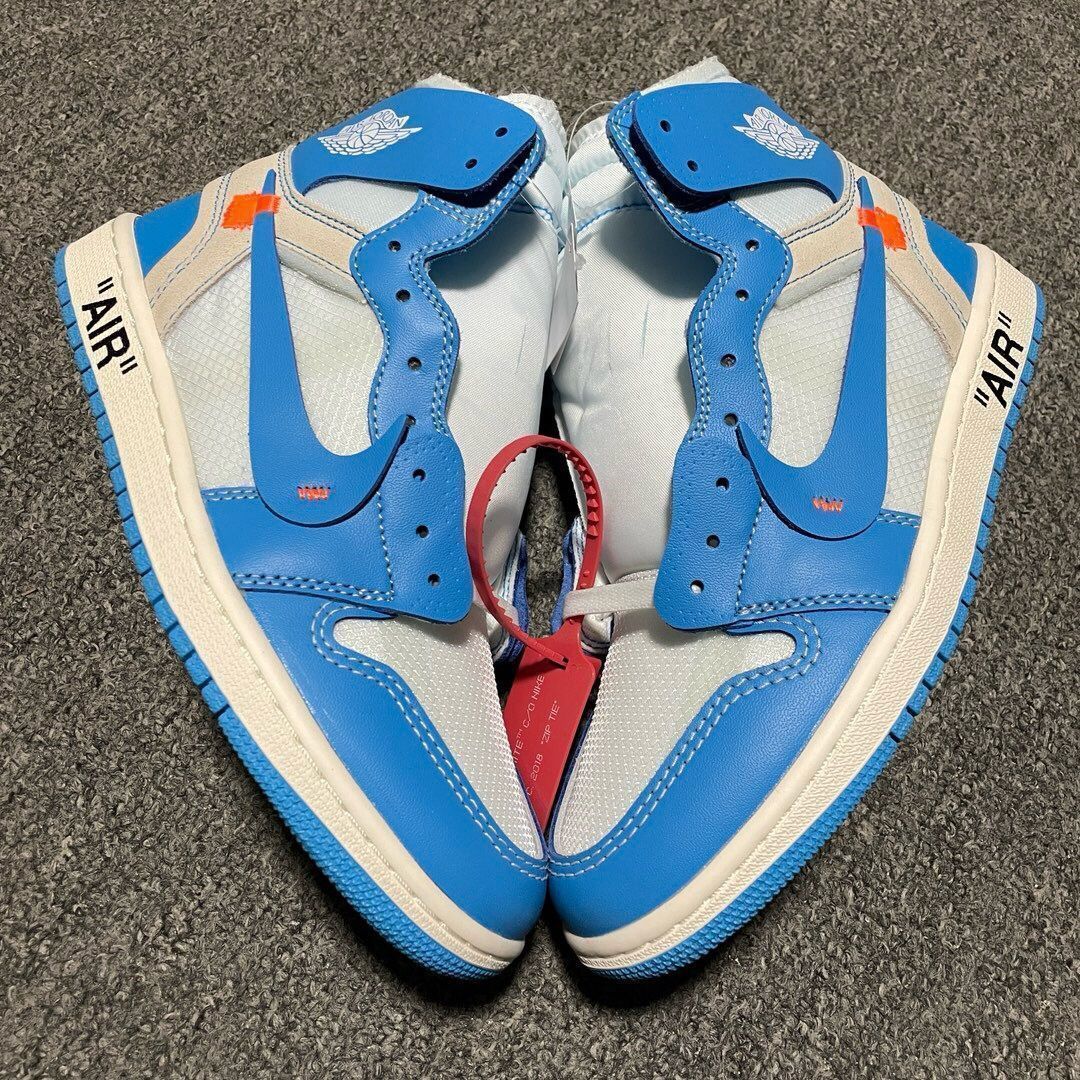 NIKE AIR JORDAN 1 ×OFF-WHITE　HIGH UNC "WHITE/DARK POWDER BLUE" 　ナイキ エアジョーダン1 ×オフ　ホワイトハイ UNC "ホワイト/ダーク パウダー ブルー"