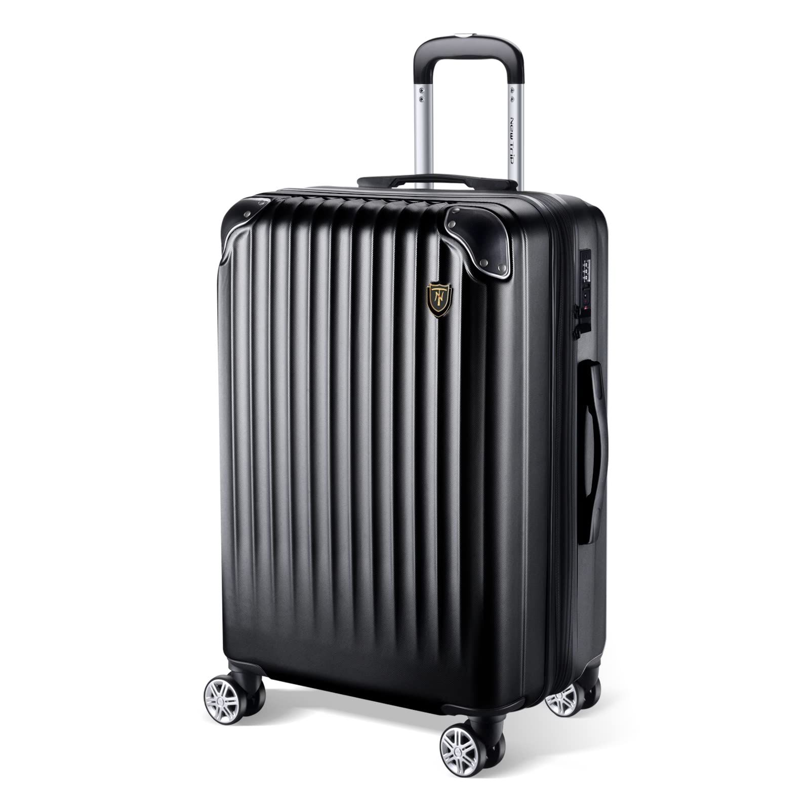 New Trip スーツケース キャリーケース 拡張機能付き 機内持ち込み 軽量 大型 S|M|Lサイズ キャリーバッグ 耐衝撃 大容量 ファスナータイプ 静音 ダブルキャスター TSAロック 海外 旅行 ブラック Mサイズ 4～7泊|60L