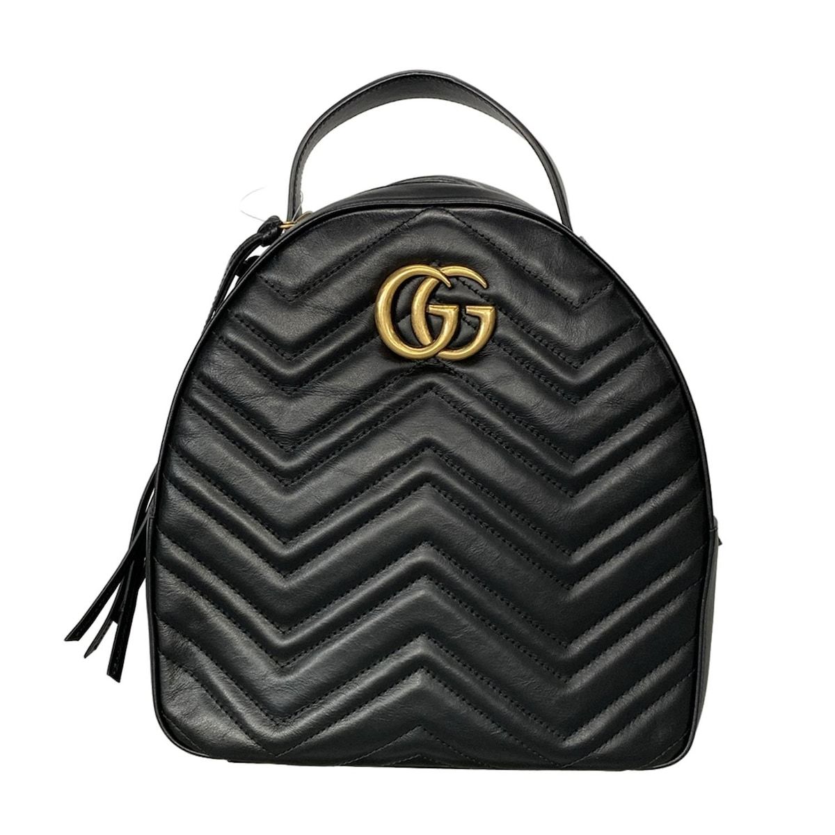 GUCCI グッチ リュックサック GGマーモント キルティングレザー バックパック 476671 黒 レザー