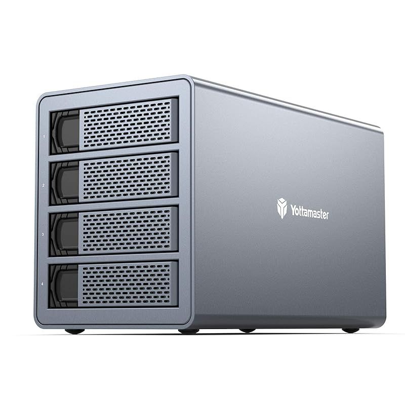 Yottamaster HDDケース 3.5インチ デイジーチェーン機能搭載 USB3.1 Gen.2 Type-C接続 4Bay ハードディスクケース 18TB×4台搭載 中小企業向け 大容量 外付けハードドライブエンクロージャ アルミ グレー FS4C