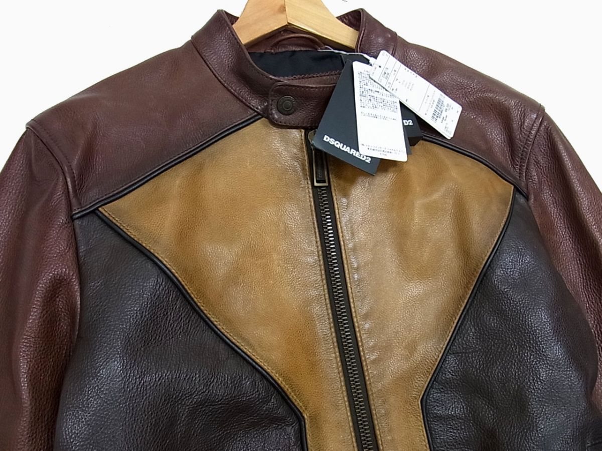 新品 定価446,600円◇DSQUARED2 S74AM1176 シングルレザージャケット