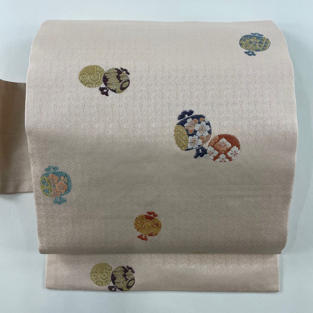 名古屋帯 秀品 小槌 桜 金糸 薄ピンク 正絹
