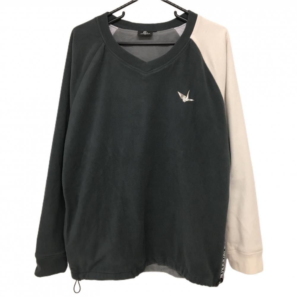 ウノピュウノウグァーレトレ フリーストレーナー グレー×白 Vネック 蓄熱裏地付 裾ドローコード メンズ VI M ゴルフウェア 1PIU1UGUALE3