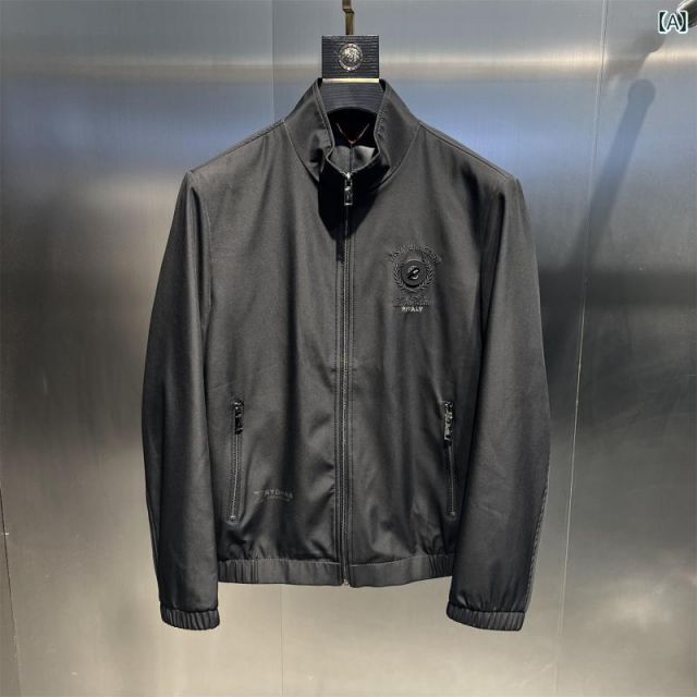 秋冬 コーデ メンズ 服 シンプル ファッション オシャレ 大人 かっこいい 大きいサイズ ストリート 紳士服 スタンドカラー 長袖 カーディガン ジャケット 黒