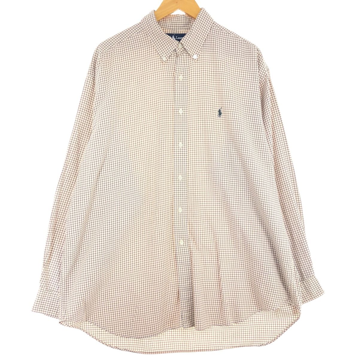 古着 ラルフローレン Ralph Lauren BLAKE 長袖 ボタンダウンチェックシャツ メンズXL/eaa446987