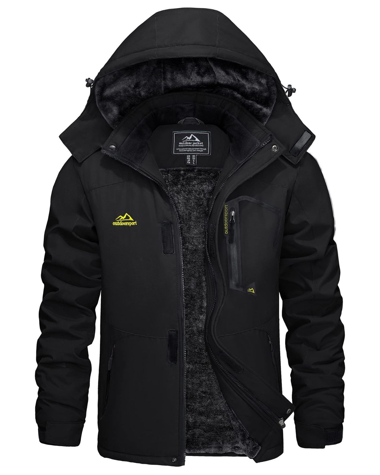 新着商品 KEFITEVD 登山ジャケット メンズ 防寒 防風 防撥水 マウンテンパーカー 裏ボア ウィンドブレーカー アウトドア キャンプ 釣り スキーウェア フード取り外し 冬