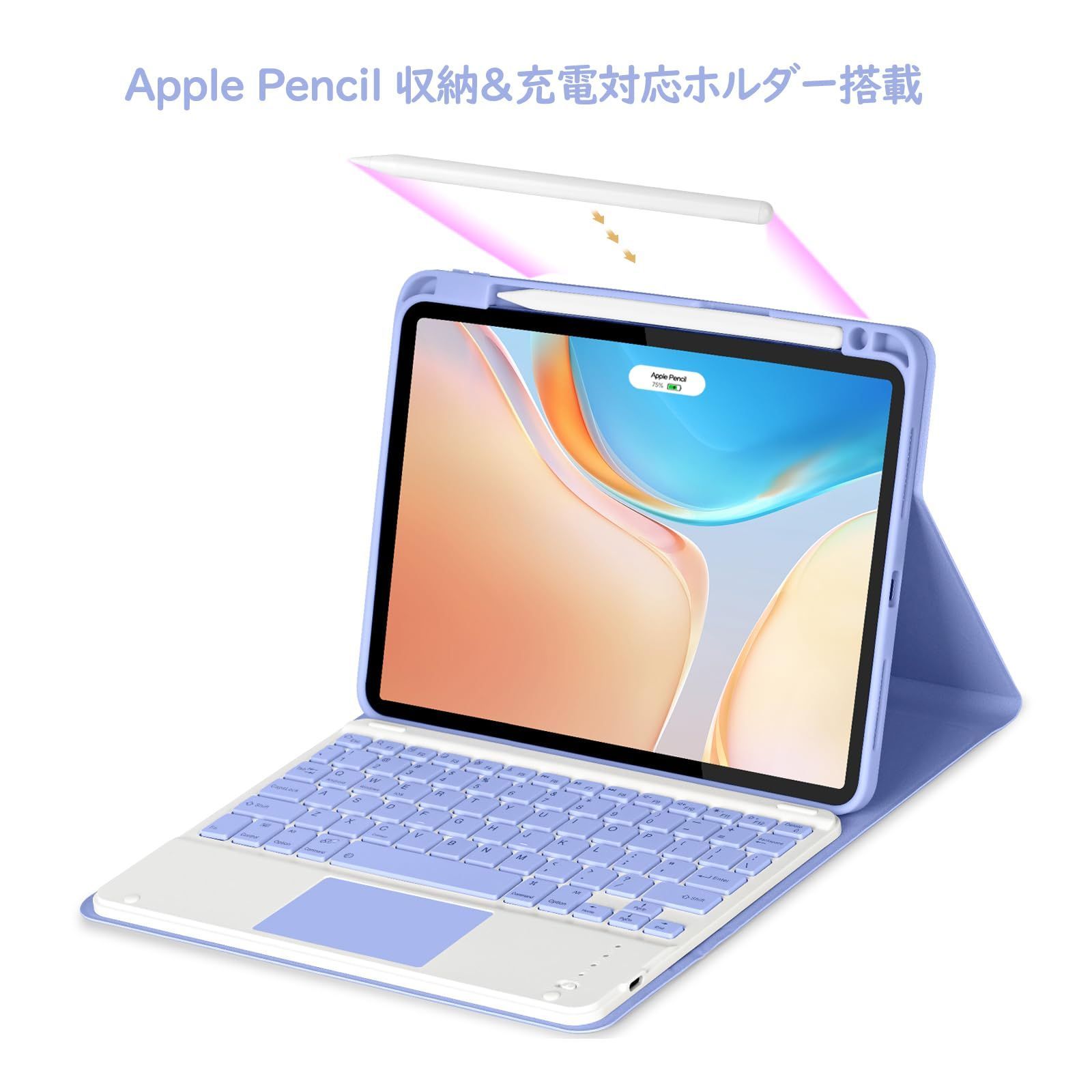 【新着商品】iPad Air4 Air5 iPad 兼用bluetoothキーボード付きケース タッチパッド搭載 第1/2/3/4世代 上側ペンホルダー Pro11 apple pencil (M2)キーボードケース 収納・充電対応 Air スタンド機能 全面 iPad Air : 0 1世代 ミントグリーン