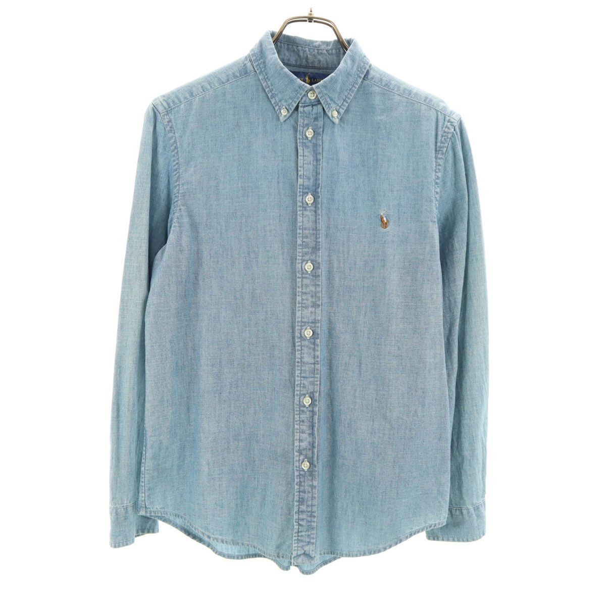 【最新作，低価】 RALPH LAUREN ラルフローレン 長袖 シャンブレー ボタンダウンシャツ L 14-16 ブルー キッズ 古着 長袖シャツ・ブラウス