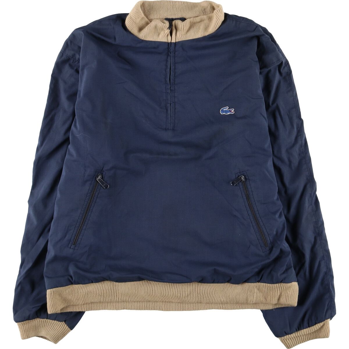 古着 70s IZOD LACOSTE ワンポイント ソリッド ベロア パイル 長袖 