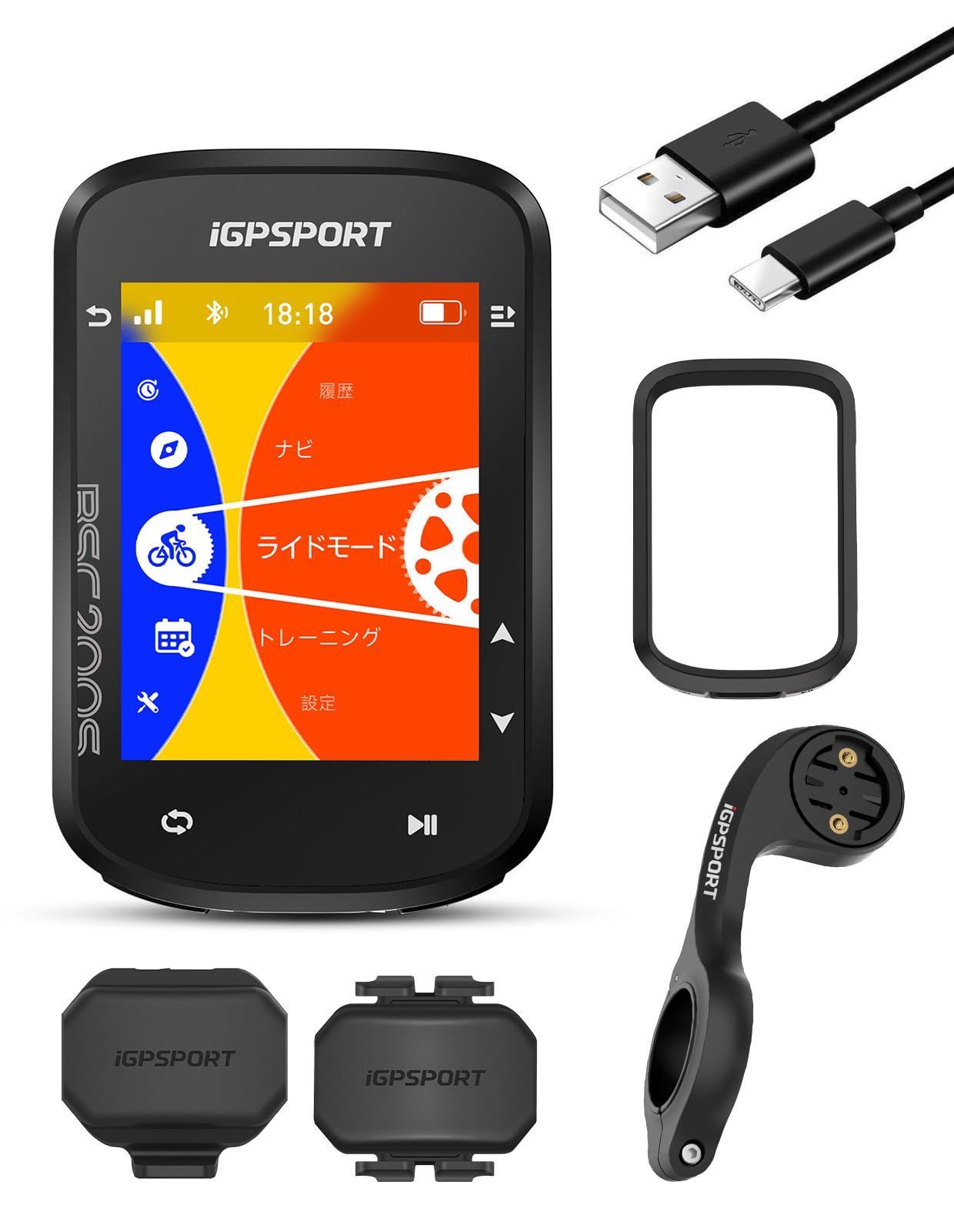 新商品 2.4 カラーディスプレイ 自転車 ナビゲーション 継続ライド機能 サイコン モーション検知 ワンタッチナビゲーション レーダーテールランプ サイクルコンピュータ ケイデンススピードセンサー＆パワーメーター対応 Bluetooth5.0-ANT B