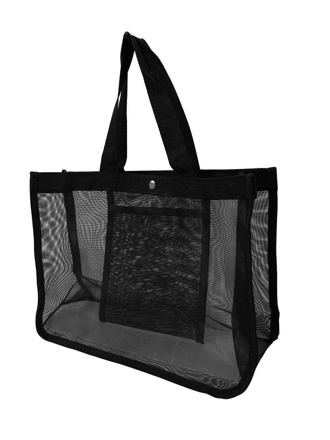 お買い得，100%新品 【数量限定】メッシュバッグ ブラック 巾32.8×高さ24×マチ12.5㎝（約）シンプル 温泉 プール 海水浴 洗面用品 ジム 手提げバッグ 砂場 水泳 ダイビング おもちゃ 黒 洗濯 アウトドア 応募券