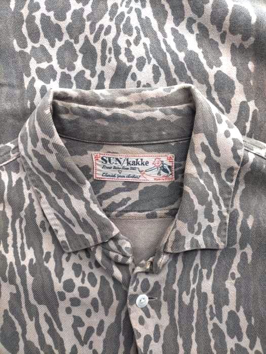 サンカッケー SUN/kakke レオパード柄 オープンカラーシャツ メンズ
